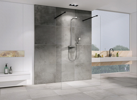 Душевая перегородка Abber Immer Offen 120 AG68120B8 профиль Черный стекло прозрачное Душевая перегородка Abber Immer Offen 120 AG68120B8 профиль Черный стекло прозрачное