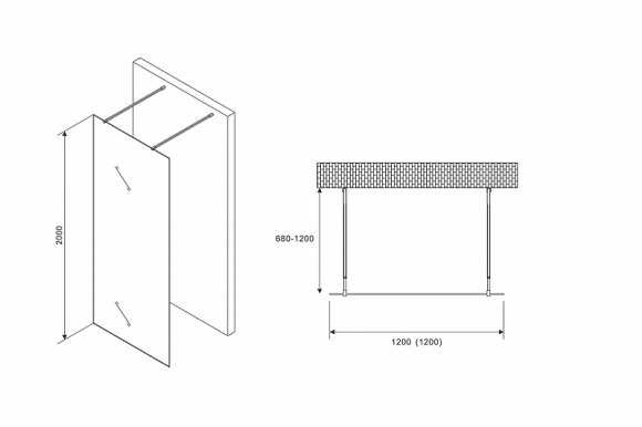 Душевая перегородка Abber Immer Offen 120 AG68120B8 профиль Черный стекло прозрачное Душевая перегородка Abber Immer Offen 120 AG68120B8 профиль Черный стекло прозрачное
