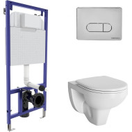 Комплект унитаза с инсталляцией Berges Novum 042417 с сиденьем Микролифт и клавишей смыва Хром глянец