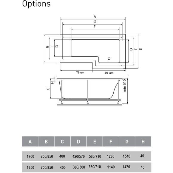 Акриловая ванна Vayer Options 165x85 L Гл000023294 без гидромассажа Акриловая ванна Vayer Options 165x85 L Гл000023294 без гидромассажа