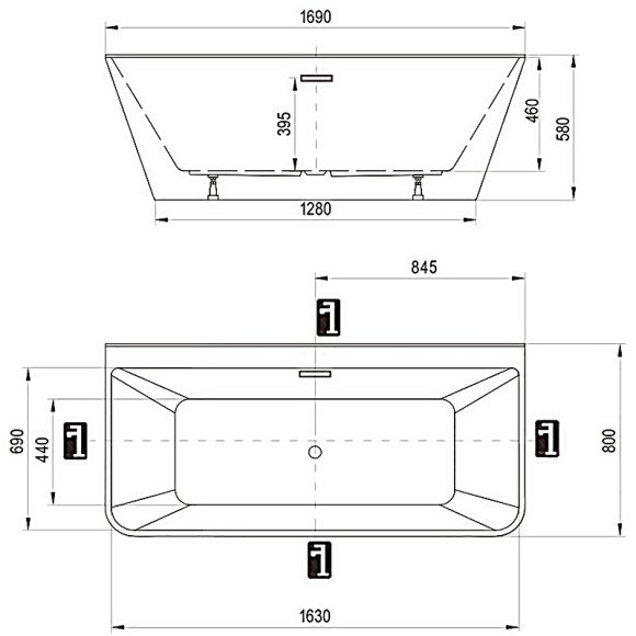Акриловая ванна Ravak Freedom D 169x80 XC00D00020 без гидромассажа Акриловая ванна Ravak Freedom D 169x80 XC00D00020 без гидромассажа