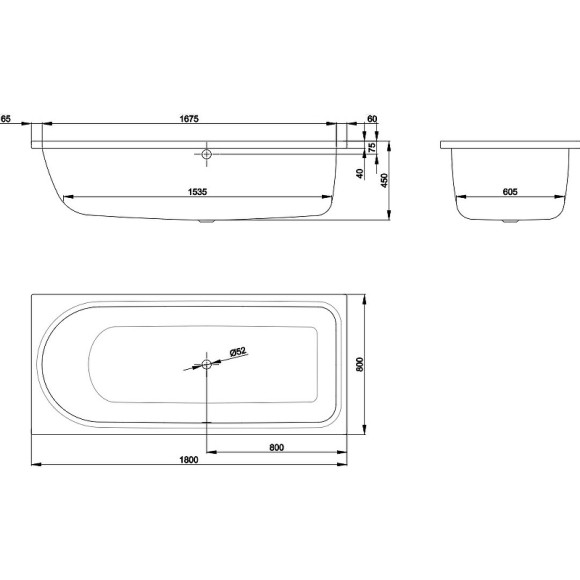 Стальная ванна Bette Ocean 180х80 R 8857-000 без антискользящего покрытия