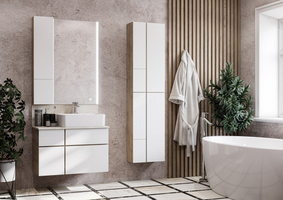 Подвесной шкаф Aquaton Мишель 43 1A243903MIX40 Дуб эндгрейн Белый