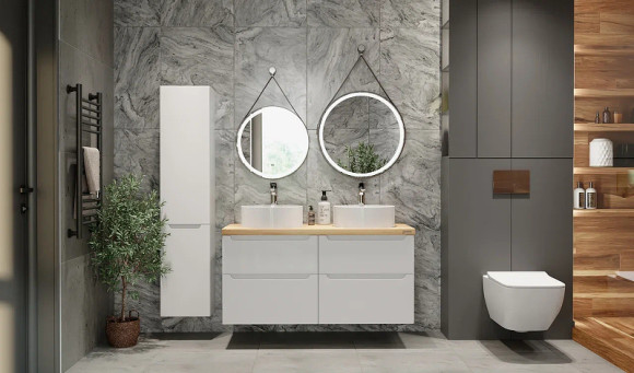 Шкаф пенал Jorno Wood 33 Wood.04.150/P/W подвесной Белый