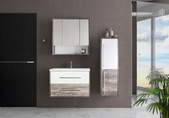 Тумба под раковину Style Line Экзотик 65 Plus подвесная Белый Светлое дерево