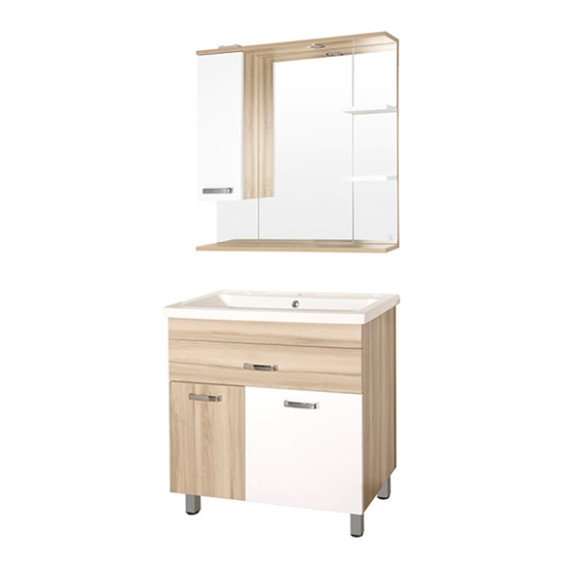 Тумба под раковину Style Line Ориноко 80 Белый Светлое дерево