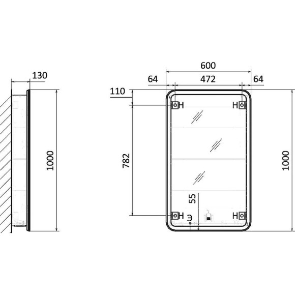 Зеркальный шкаф Raval Morelle 60 Mrl.03.60/A/RL с подсветкой Антрацит