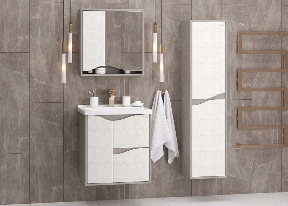 Зеркальный шкаф Onika Брендон 60.00 206084 Камень светлый Бетон крем