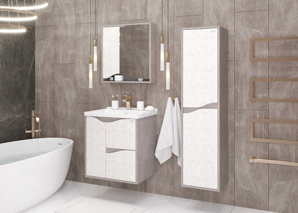 Зеркальный шкаф Onika Брендон 60.00 206084 Камень светлый Бетон крем