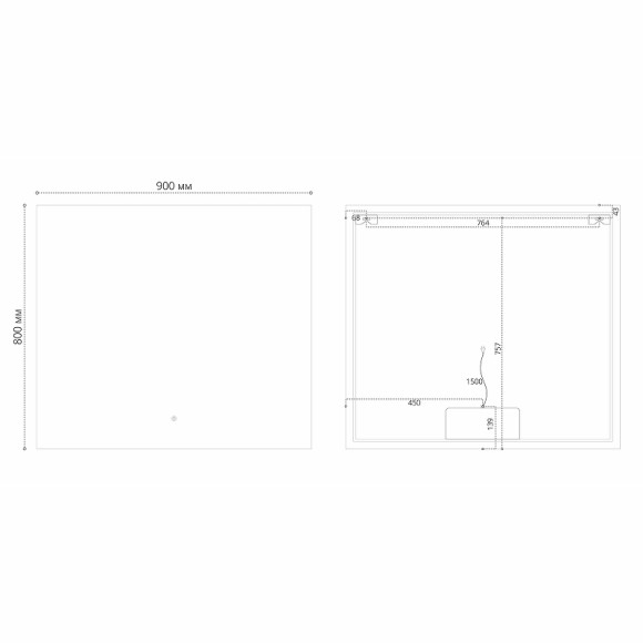 Зеркало Grossman Pragma-норма 90 189080 с подсветкой с сенсорным выключателем и подогревом