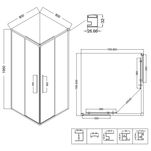 Душевой уголок Niagara Nova 80х80 NG-3622-34 профиль Хром стекло шиншилла Душевой уголок Niagara Nova 80х80 NG-3622-34 профиль Хром стекло шиншилла