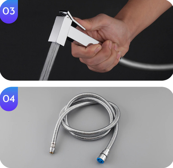 Смеситель для раковины Gappo G17-8 G1017-1 с гигиеническим душем Белый Хром Смеситель для раковины Gappo G17-8 G1017-1 с гигиеническим душем Белый Хром