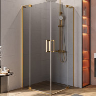 Душевой уголок Cezares Slider 90x90 SLIDER-A-2-80/90-GRIGIO-BORO профиль Брашированное золото стекло серое