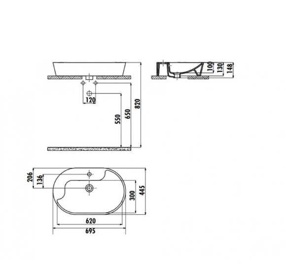 Раковина Creavit Topic 70 TP172-00CB00E-0000 Белая