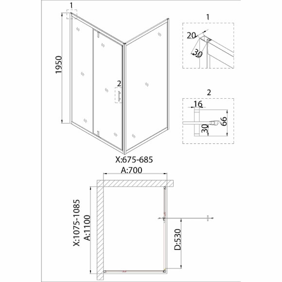 Душевая дверь Niagara Nova 110 NG-83-11AB профиль Черный стекло прозрачное Душевая дверь Niagara Nova 110 NG-83-11AB профиль Черный стекло прозрачное