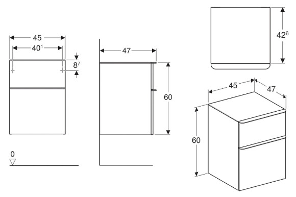 Тумба Geberit Smyle Square 45 500.357.JR.1 подвесная Пекан