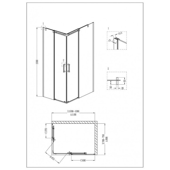 Душевой уголок Grossman Galaxy 110х80 R GR-3110R профиль Хром стекло прозрачное Душевой уголок Grossman Galaxy 110х80 R GR-3110R профиль Хром стекло прозрачное