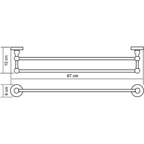 Полотенцедержатель WasserKRAFT Aland K-8540 двойной Хром Полотенцедержатель WasserKRAFT Aland K-8540 двойной Хром