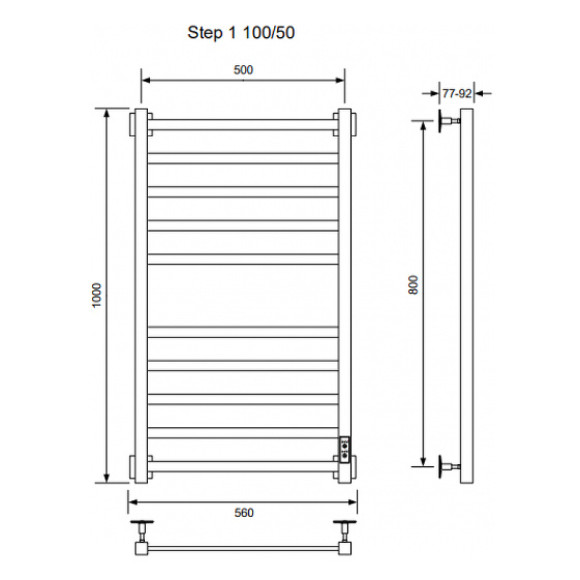Электрический полотенцесушитель Ника Step-1 100/50 U Хром Электрический полотенцесушитель Ника Step-1 100/50 U Хром