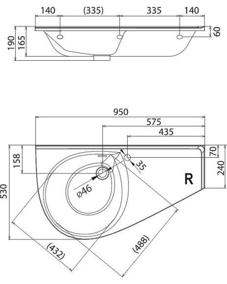 Раковина Ravak Avocado Comfort 95 P XJ9P1100000 Белая Раковина Ravak Avocado Comfort 95 P XJ9P1100000 Белая