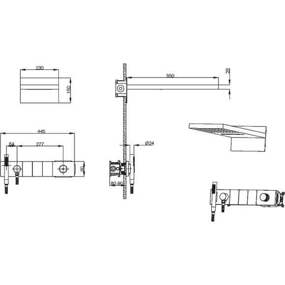 Душевая система Boheme Zodiac 132-2-G Золото