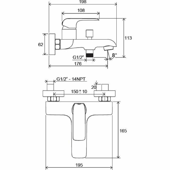 Смеситель для ванны Ravak Flat FL 022.00/150 X070119 Хром Смеситель для ванны Ravak Flat FL 022.00/150 X070119 Хром