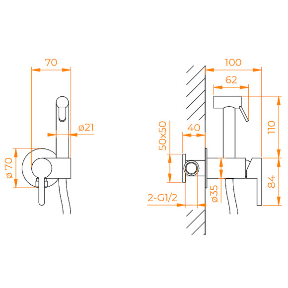 Гигиенический душ со смесителем RGW Shower Panels SP-206B 511408206-04 Черный матовый