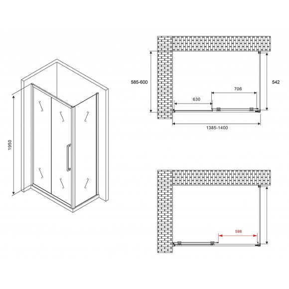 Душевой уголок Abber Schwarzer Diamant 140x60 AG30140MH-S60M профиль Хром стекло матовое Душевой уголок Abber Schwarzer Diamant 140x60 AG30140MH-S60M профиль Хром стекло матовое