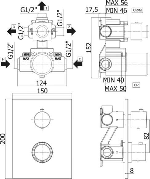 Смеситель для душа Paffoni Light LIQ519NO/M с термостатом Черный матовый