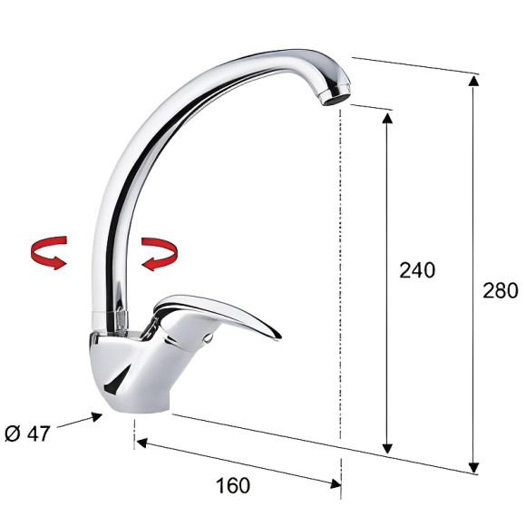 Смеситель для кухни Remer Giga Four G42 Хром Смеситель для кухни Remer Giga Four G42 Хром