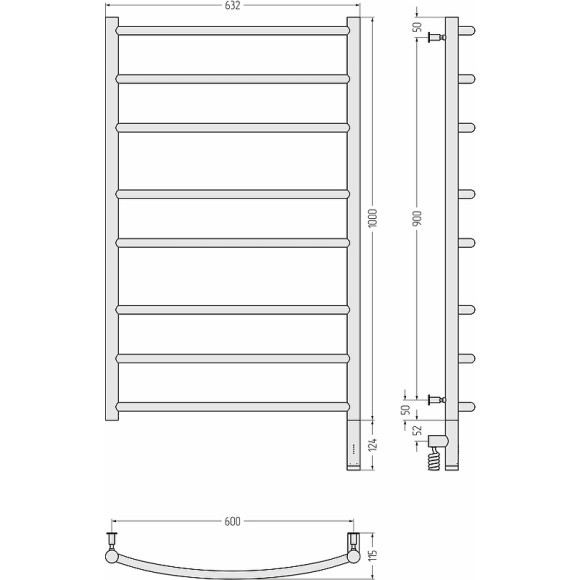 Электрический полотенцесушитель Сунержа Галант 3.0 1000x600 R 31-5801-1060 Черный матовый