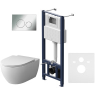 Комплект унитаза с инсталляцией AM.PM Awe FlashClean IS49051.111700 с сиденьем Микролифт и клавишей смыва Хром Комплект унитаза с инсталляцией AM.PM Awe FlashClean IS49051.111700 с сиденьем Микролифт и клавишей смыва Хром