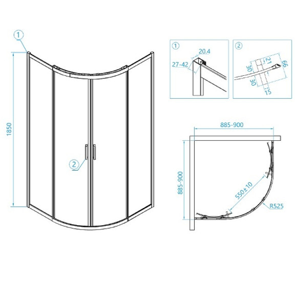 Душевой уголок RGW Classic CL-53 90х90 06095399-11 профиль Хром стекло прозрачное Душевой уголок RGW Classic CL-53 90х90 06095399-11 профиль Хром стекло прозрачное