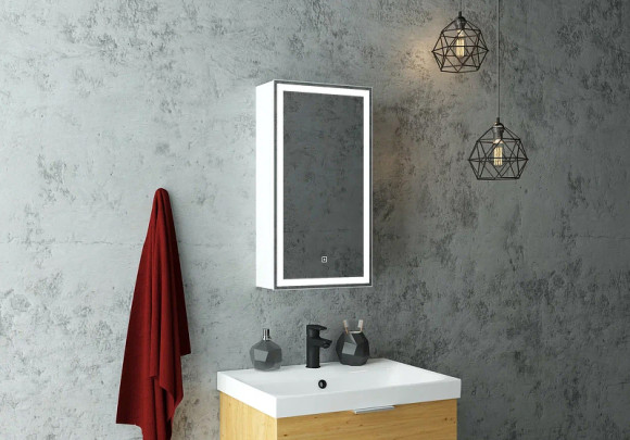 Зеркальный шкаф Континент Allure LED 35 R МВК056 с подсветкой Белый Зеркальный шкаф Континент Allure LED 35 R МВК056 с подсветкой Белый