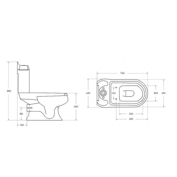 Унитаз компакт Cezares King Palace CZR-163-T без бачка и сиденья Унитаз компакт Cezares King Palace CZR-163-T без бачка и сиденья