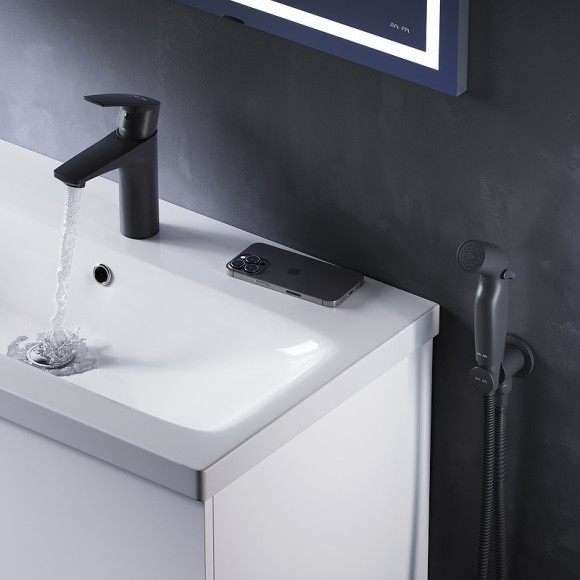 Смеситель для раковины AM.PM Gem F90A03022 с гигиеническим душем Черный матовый Смеситель для раковины AM.PM Gem F90A03022 с гигиеническим душем Черный матовый