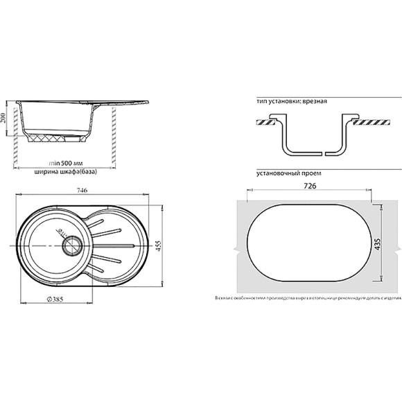 Кухонная мойка GranFest Rondo GF-R750L Черная Кухонная мойка GranFest Rondo GF-R750L Черная