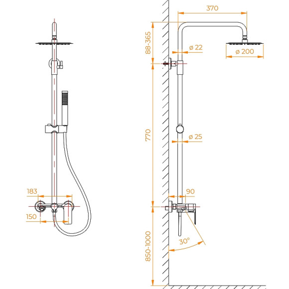 Душевая система RGW Shower Panels SP-27Gr 59140127-11 Серая