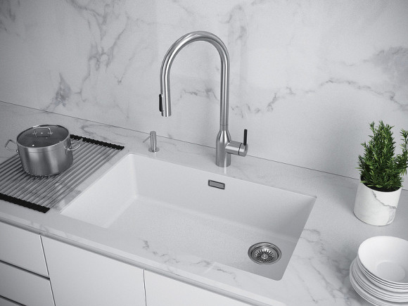 Кухонная мойка Paulmark Lumi 74 UNI LU74-WH Белая Кухонная мойка Paulmark Lumi 74 UNI LU74-WH Белая