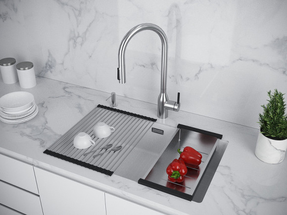 Кухонная мойка Paulmark Lumi 74 UNI LU74-WH Белая Кухонная мойка Paulmark Lumi 74 UNI LU74-WH Белая