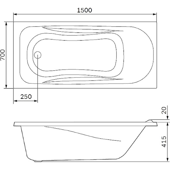 Акриловая ванна AM.PM Sense 150х70 W76A-150-070W-A без гидромассажа