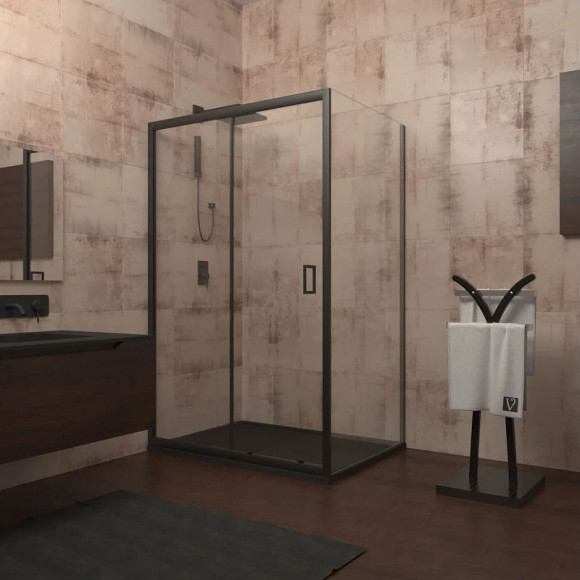 Душевая дверь Veconi Vianno VN-46B 140 VN46B-140-01-C5 профиль Черный матовый стекло прозрачное