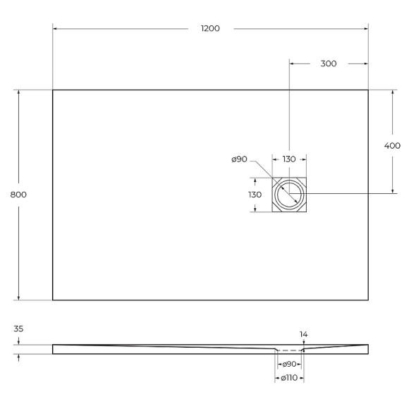 Душевой поддон из искусственного камня BelBagno Uno 120x80 TRAY-MR-UNO-AH-120/80-35-W Белый