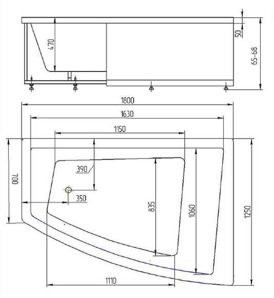 Акриловая ванна Aquatek Оракул 180х125 R ORK180-0000009 без гидромассажа с фронтальной панелью с каркасом (вклеенный) со слив-переливом Акриловая ванна Aquatek Оракул 180х125 R ORK180-0000009 без гидромассажа с фронтальной панелью с каркасом (вклеенный) со слив-переливом