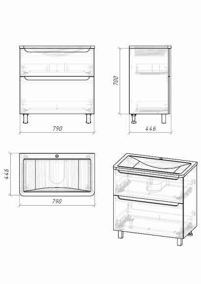 Тумба под раковину Grossman Адель 80 108007 Белая