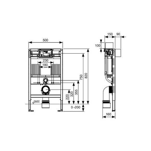 Инсталляция Tece Profil 9300380 для подвесного унитаза без клавиши смыва Инсталляция Tece Profil 9300380 для подвесного унитаза без клавиши смыва
