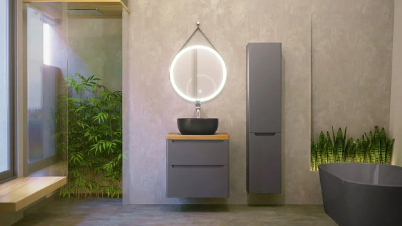 Тумба под раковину Jorno Wood 60 wood.01.60/P/GR подвесная Серая