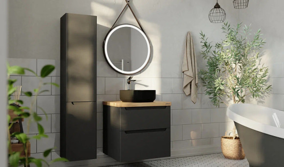 Тумба под раковину Jorno Wood 60 wood.01.60/P/GR подвесная Серая