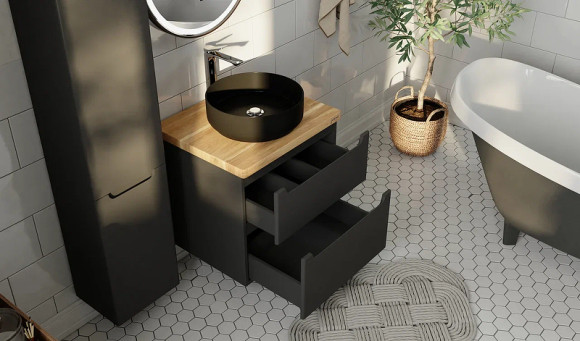 Тумба под раковину Jorno Wood 60 wood.01.60/P/GR подвесная Серая