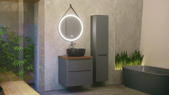 Тумба под раковину Jorno Wood 60 wood.01.60/P/GR подвесная Серая